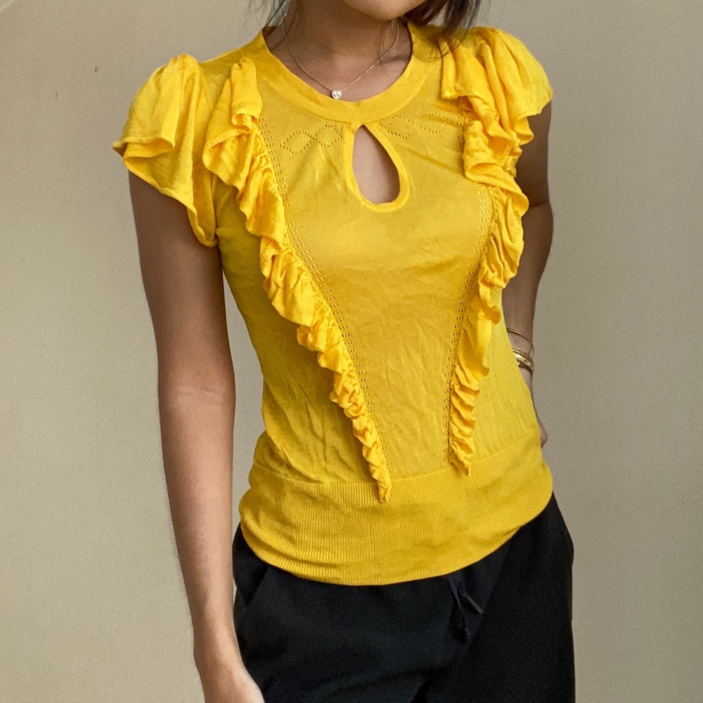 Rampage Yellow Ruffle Blouse